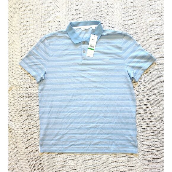 NWT Calvin Klein Allure Blue Striped Men's Polo T Shirt Short Sleeve Size Large - Picture 9 of 10